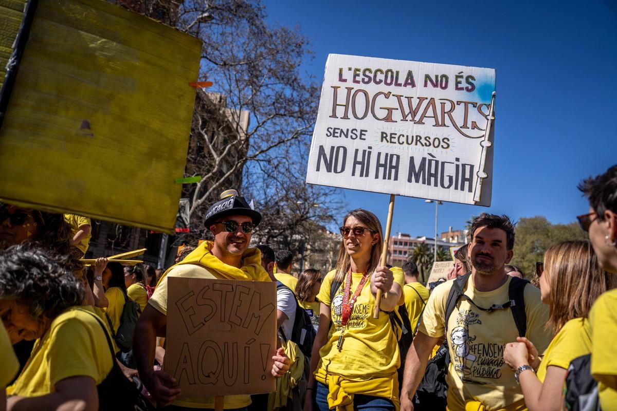 Manifestación docente en Barcelona el pasado mes de marzo.