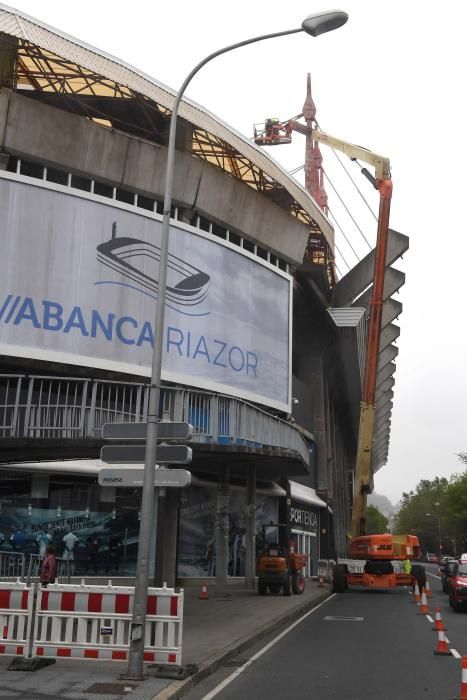 Obras de rehabilitación de las cubiertas de Riazor