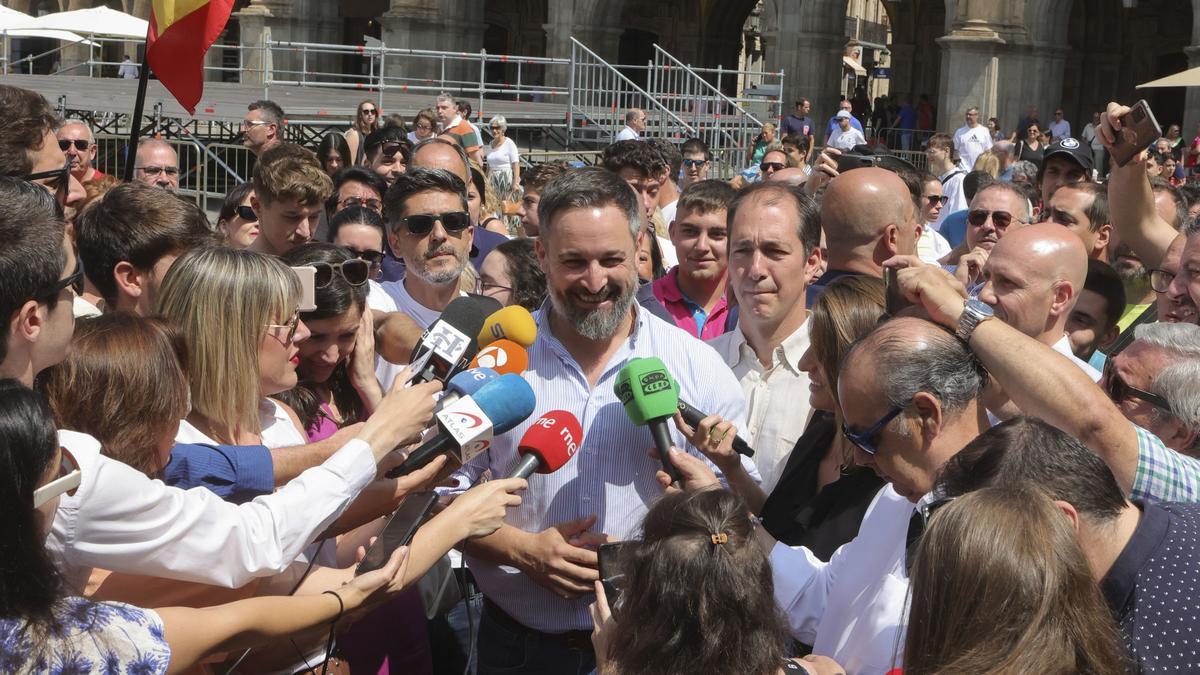 El líder de Vox Santiago Abascal en Salamanca para apoyar a los candidatos de su formación ante las elecciones del 23 de julio