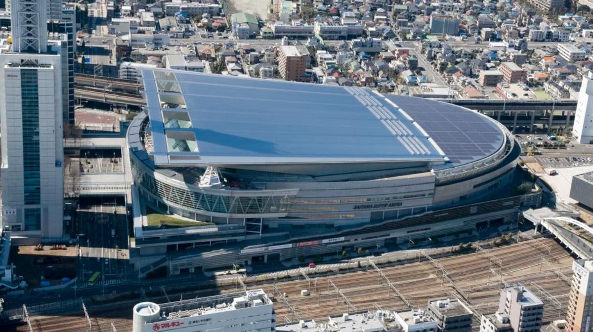 Vista aérea del Super Arena de Saitama.