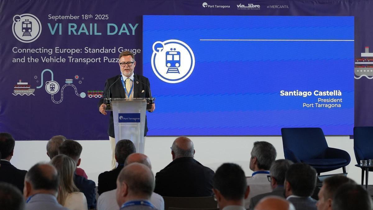 El presidente del Port, Santiago Castellà, en la última edición del Rail Day