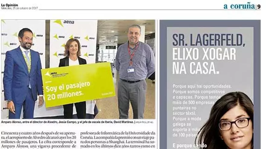 Alvedro alcanza los 20 millones de viajeros