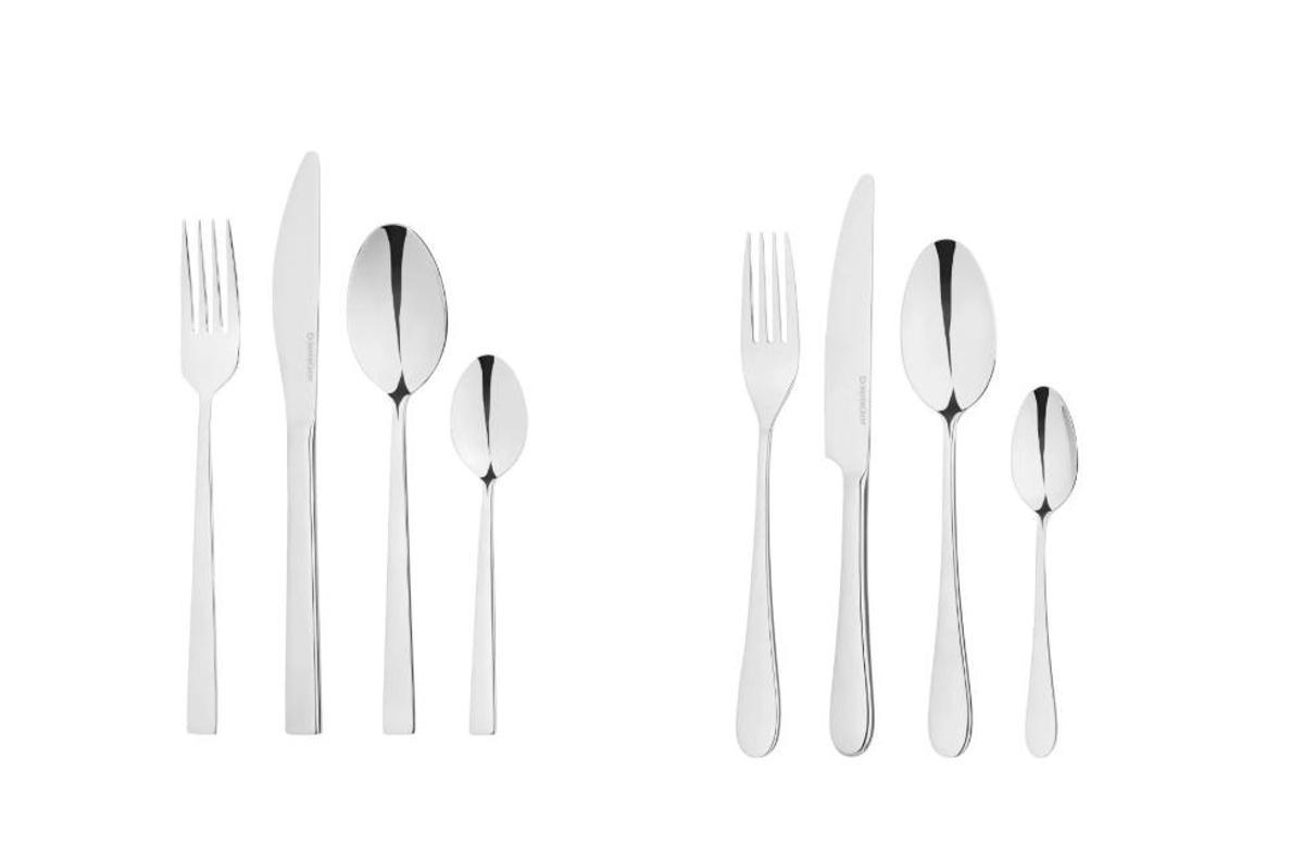 Set de cubertería de acero inoxidable.