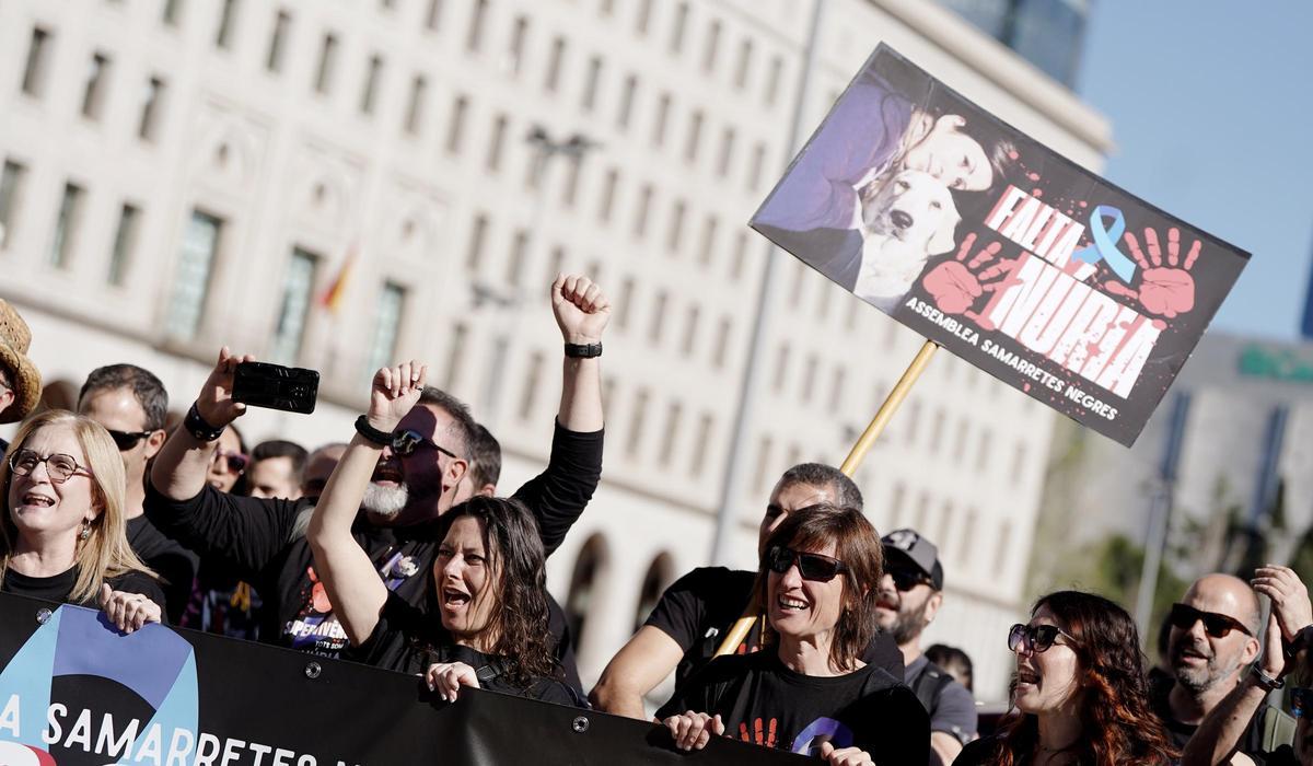 Manifestación en Madrid de funcionarios de prisiones por la muerte de Nuria López