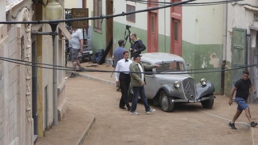 Brad Pitt durante el rodaje de &#039;Aliados&#039; en la calle Perojo.