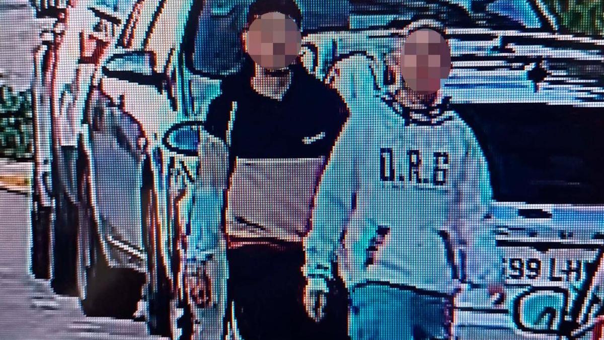 Imagen de los dos hermanastros detenidos, captada por una cámara de seguridad de Vinalesa.