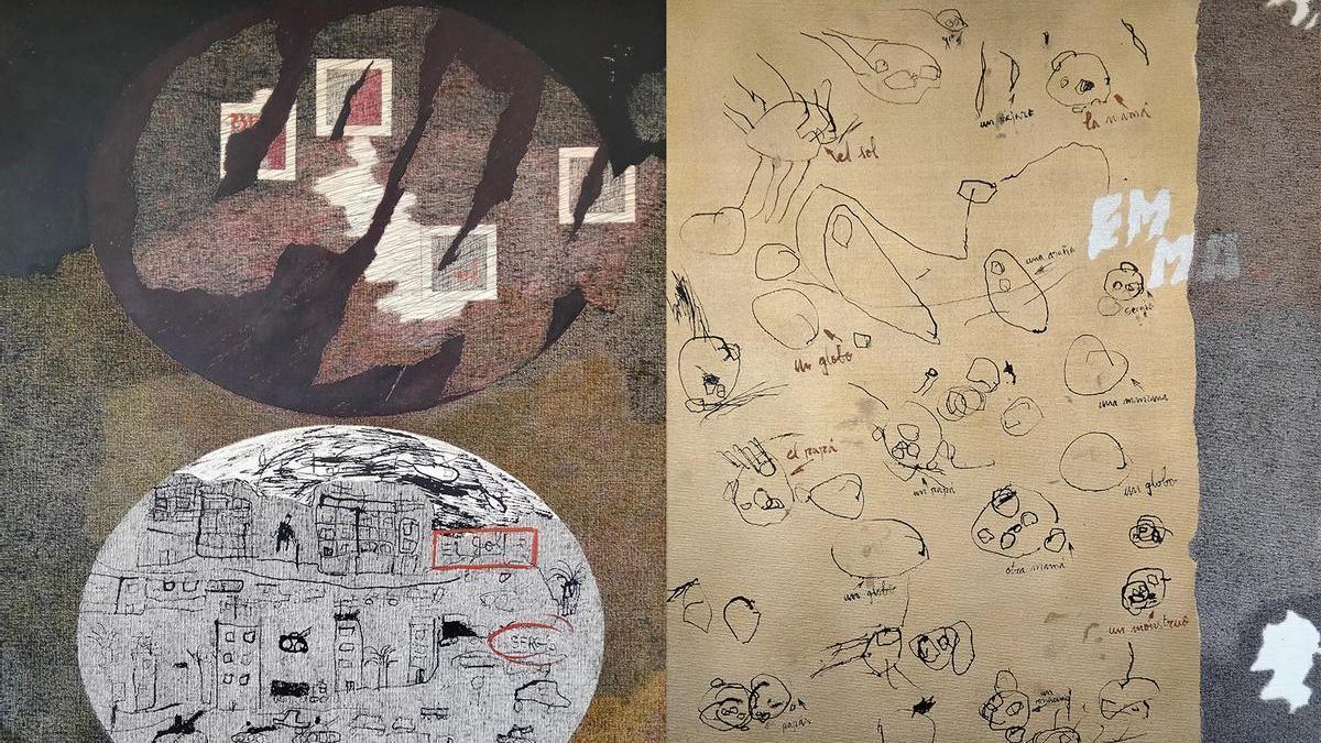 Obra colaborativa de Juan Llorens con su hijo Sergio (izquierda) y con su hija Emma (derecha).