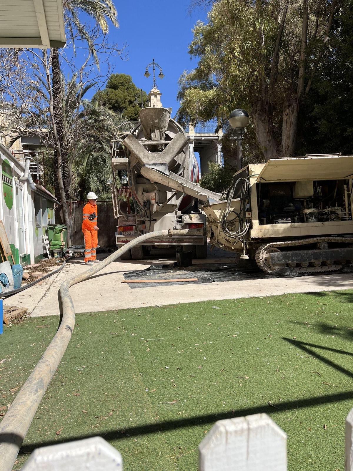 Trabajos de hormigón en la Fundación Salud Infantil de Elche