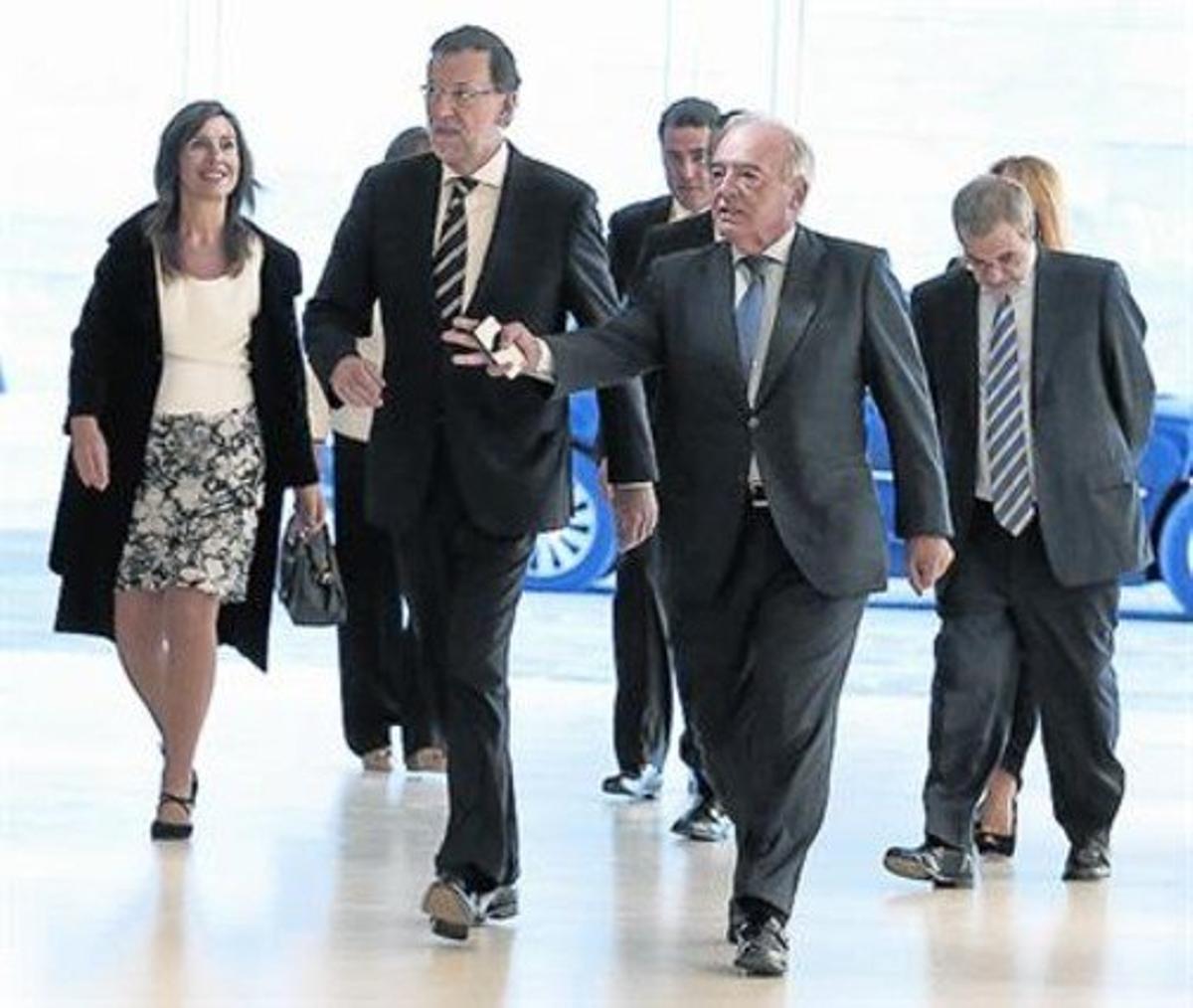 Mariano Rajoy, ahir, en una trobada amb empresaris.