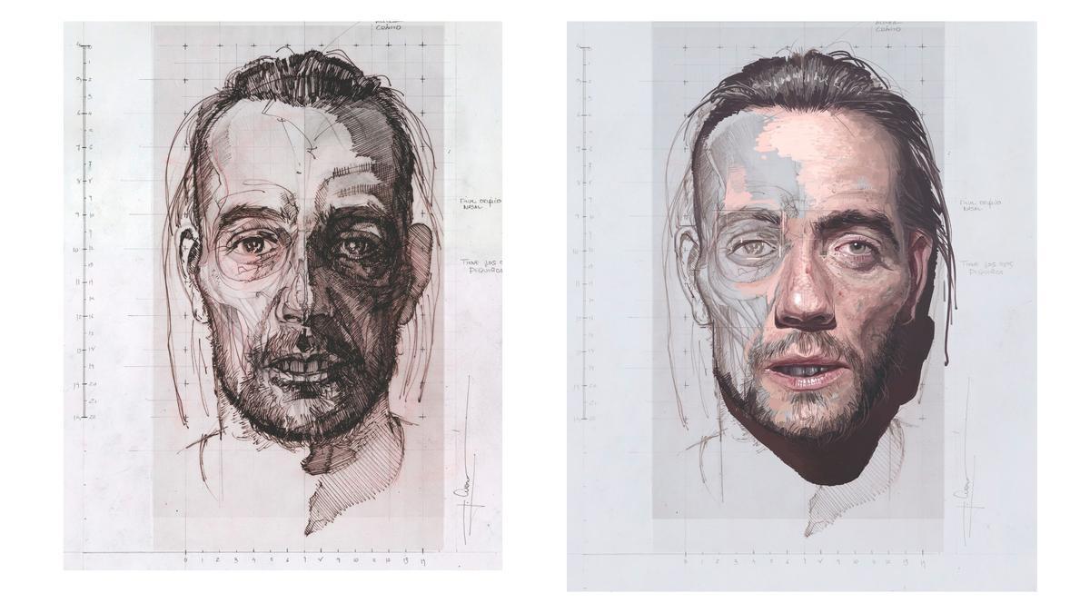 A la izquierda,  una de las fases finales del dibujo antes de recibir el color, y al lado, el resultado final de la recreación