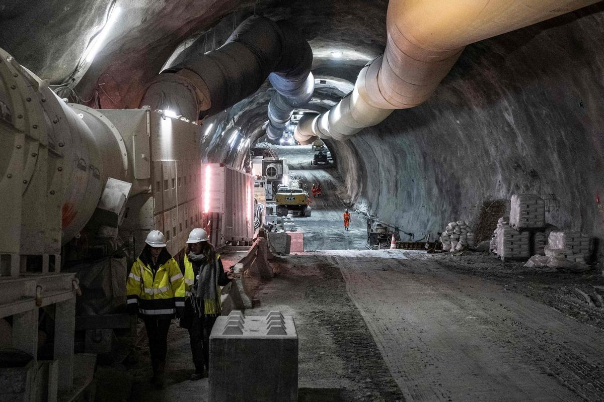 Construcción de un túnel para la línea de tren de alta velocidad TAV entre Lyon y Turín, en Chiomonte, noroeste de Italia, el 18 de enero de 2023.