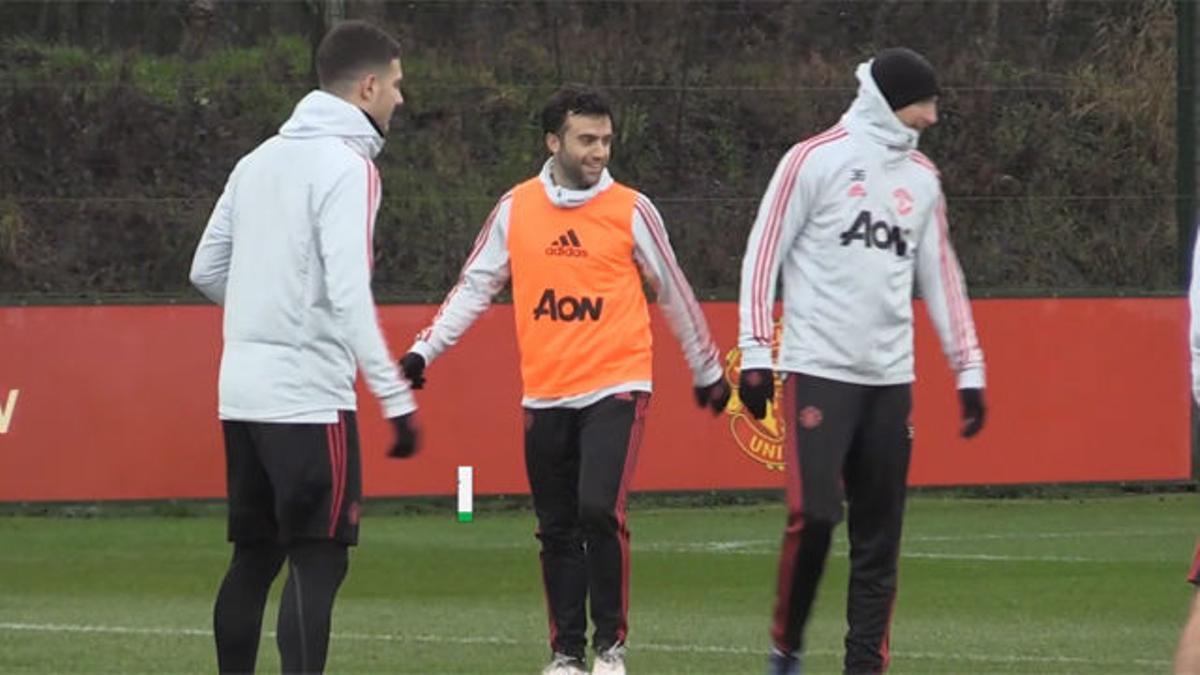 Giuseppe Rossi se entrena con el Manchester United