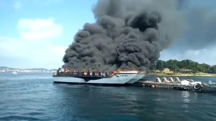 Un incendio en un barco de pasajeros deja varias personas heridas en Pontevedra