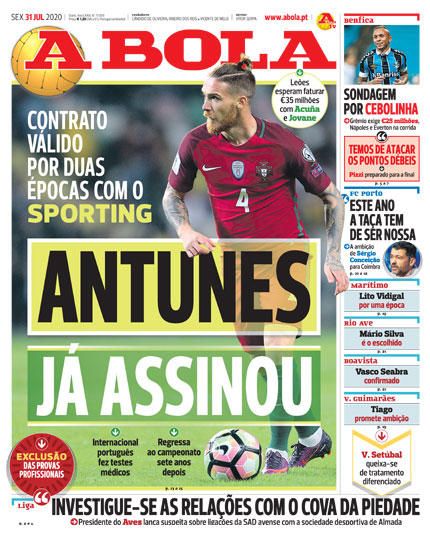 Portada A BOLA viernes 31 julio 2020