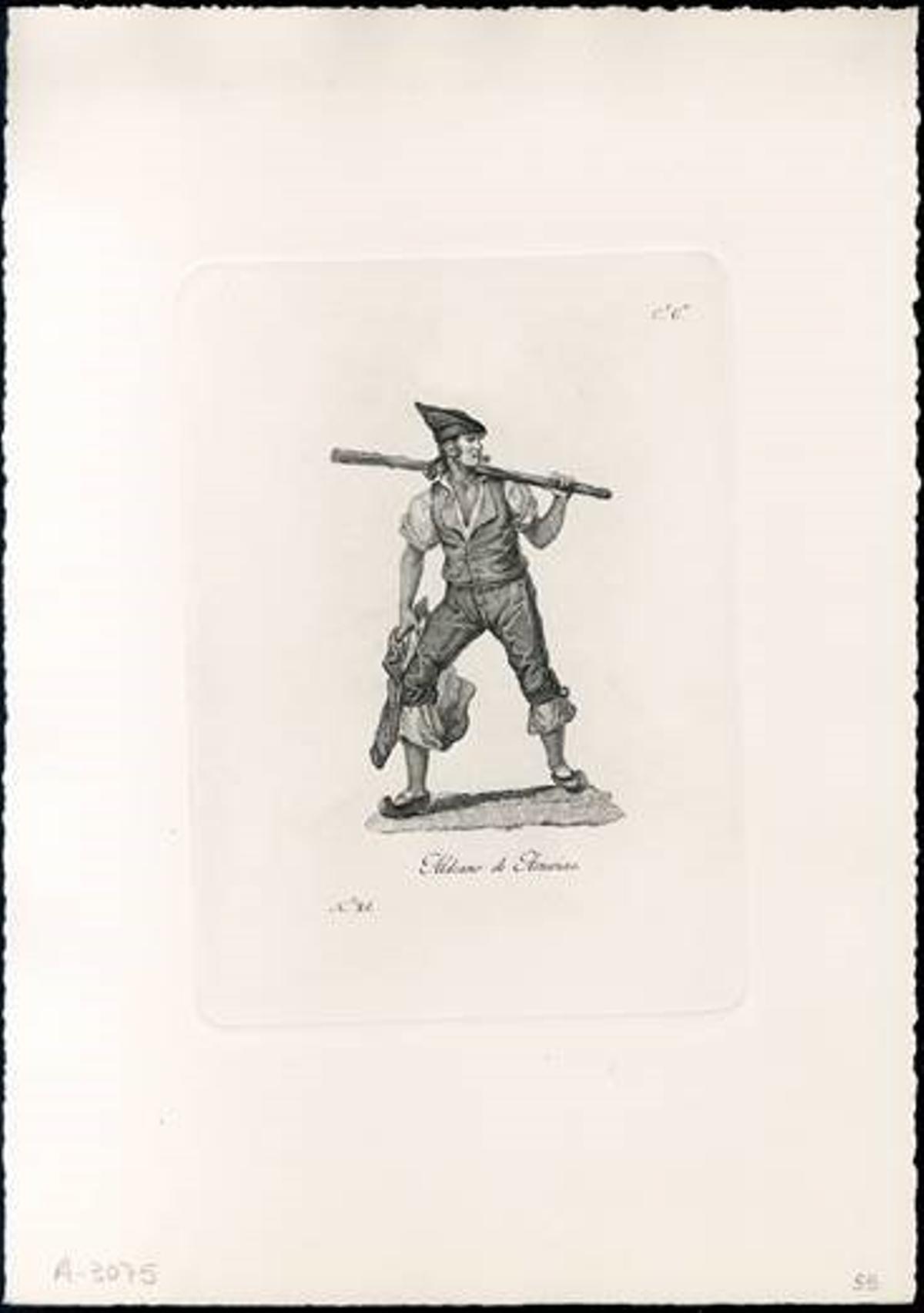 Aldeano y aldeana de Asturias en dos estampas de la “Colección de trajes de España”, editada en 1825.