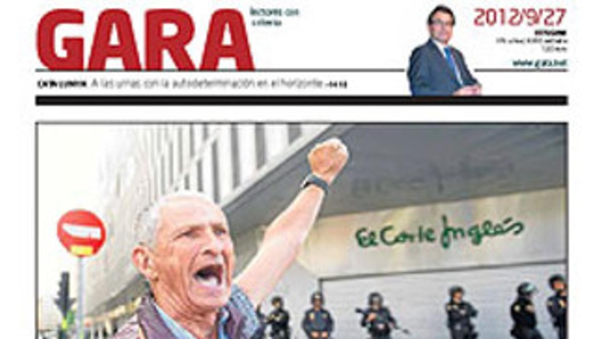 Portada del diario 'Gara' en que se recoge el comunicado de ETA.