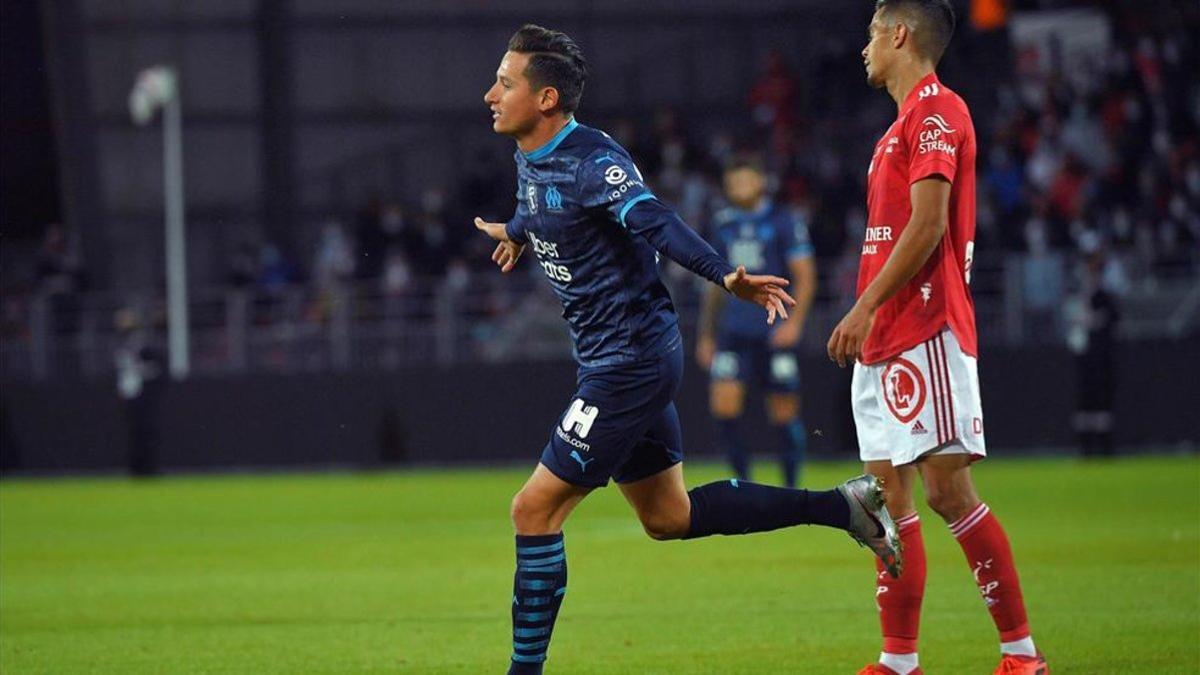 Thauvin celebra un gol ante el Stade Brestois