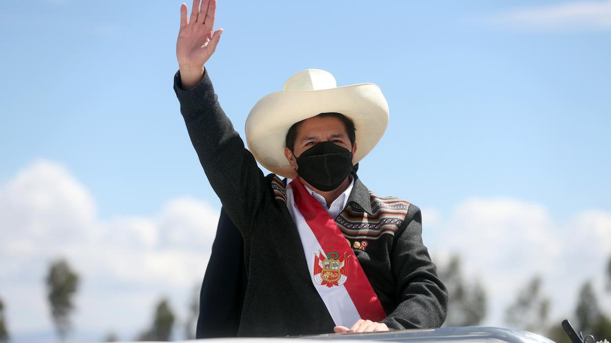 Pedro Castillo tras tomar posesión como presidente de Perú.