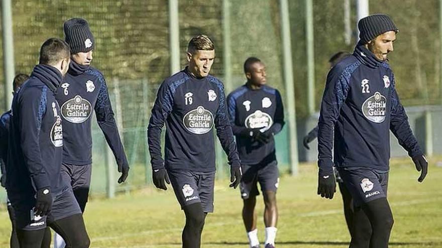 Andone, Albentosa, Fayçal y Borges, ayer en la ciudad deportiva.