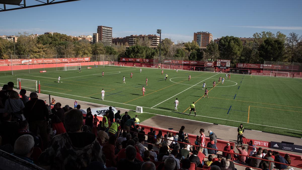 Vista de l'estadi del Congost en el partit de Copa que el Manresa va jugar contra el Pontevedra