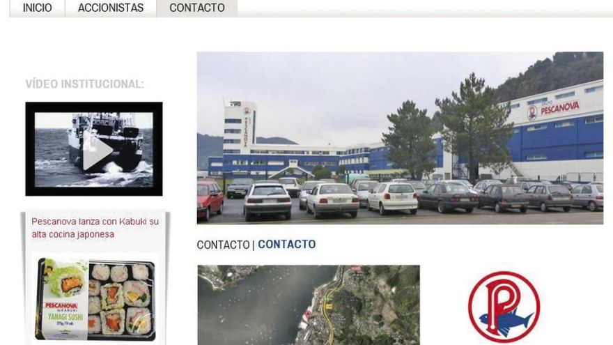 Página oficial de Pescanova SA, sin referencia a la historia del grupo pesquero. // FdV