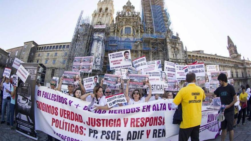 La concentración de ayer en Santiago de Compostela.