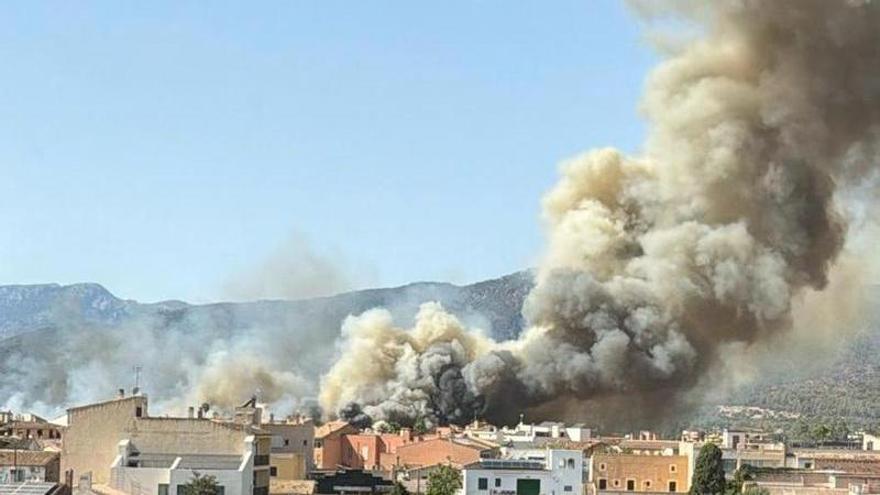 La imágenes del incendio en las vaquerías de Santa Maria, que se ha reavivado tras darse por extinguido
