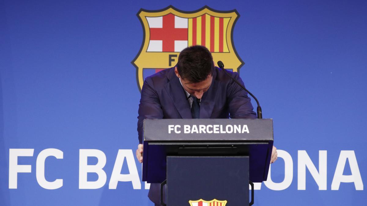 Una imagen de la triste despedida de Leo Messi del FC Barcelona