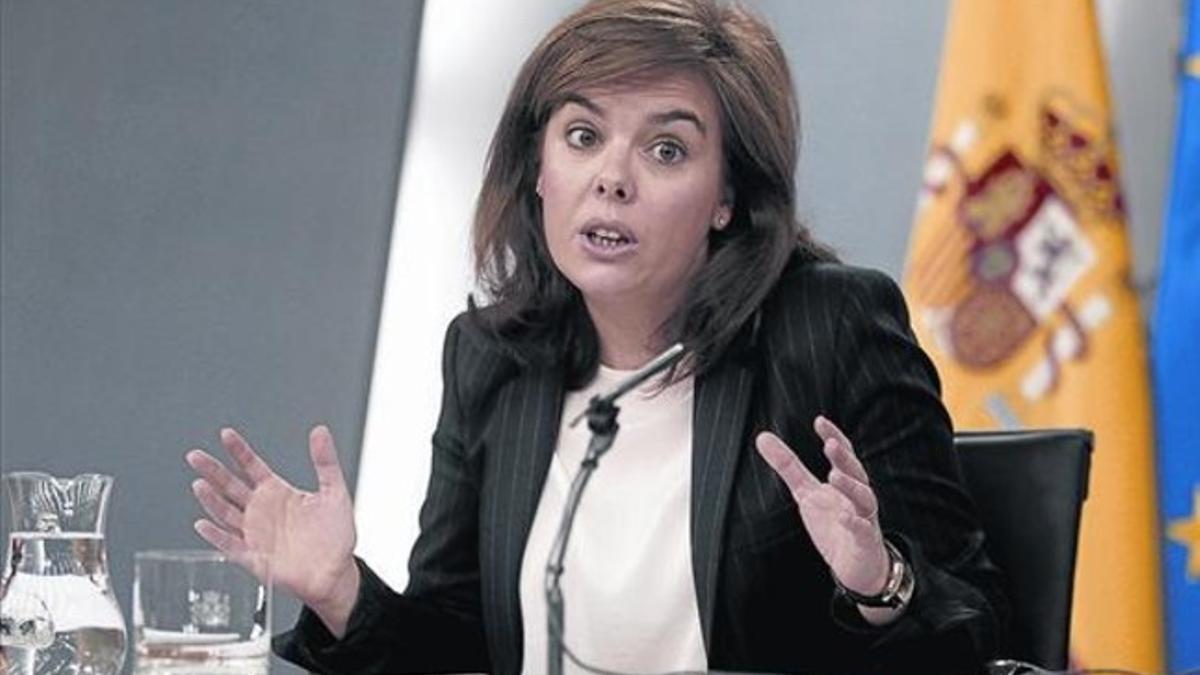 Soraya Sáenz de Santamaría, en una rueda de prensa posterior al Consejo de Ministros.