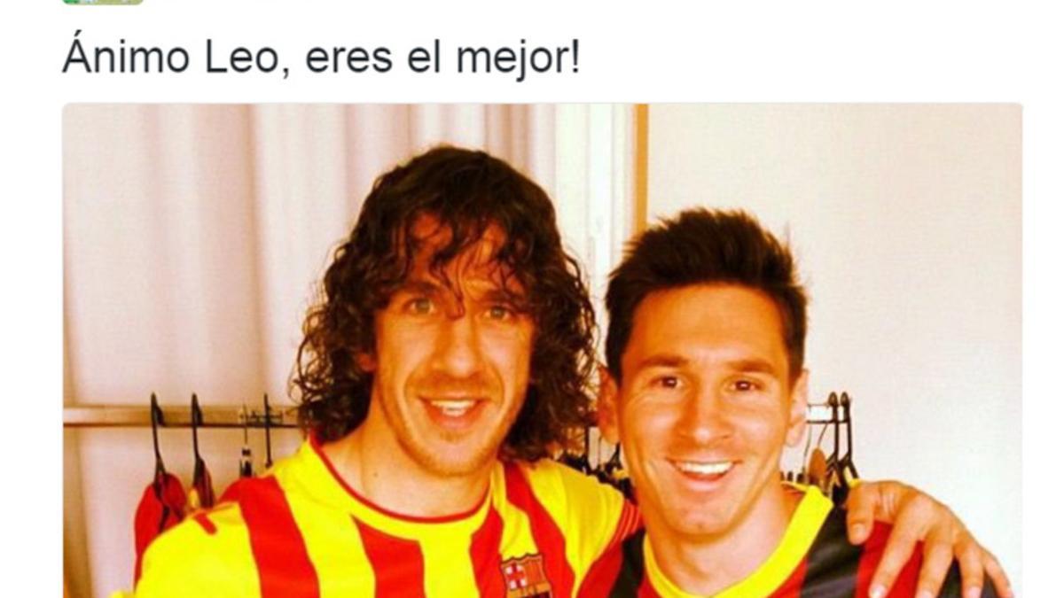 La imagen que Carles Puyol subió a su cuenta de Twitter para animar a Leo Messi