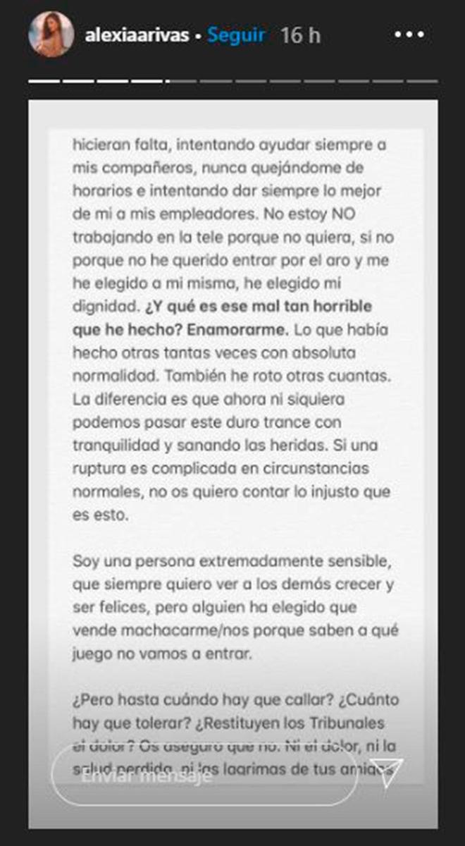 Segunda parte del comunicado de Alexia Rivas