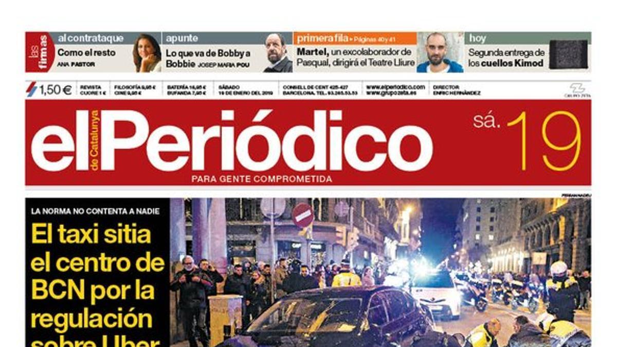 La portada de EL PERIÓDICO del 19 de enero del 2019