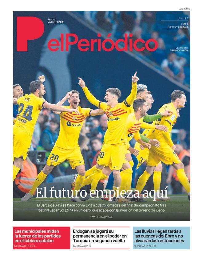 La portada d’EL PERIÓDICO del 15 de maig del 2023