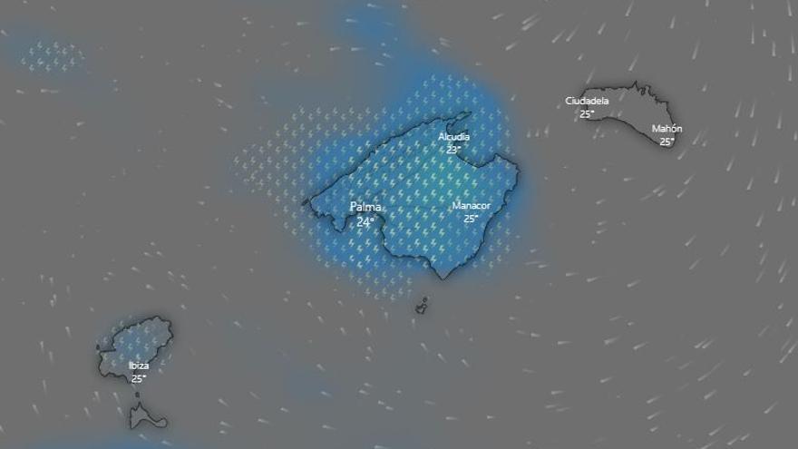 Radar meteorológico en directo | Alerta amarilla por lluvias en Mallorca