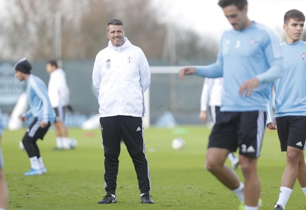 La primera sesión de entrenamiento de Óscar García al frente del Celta