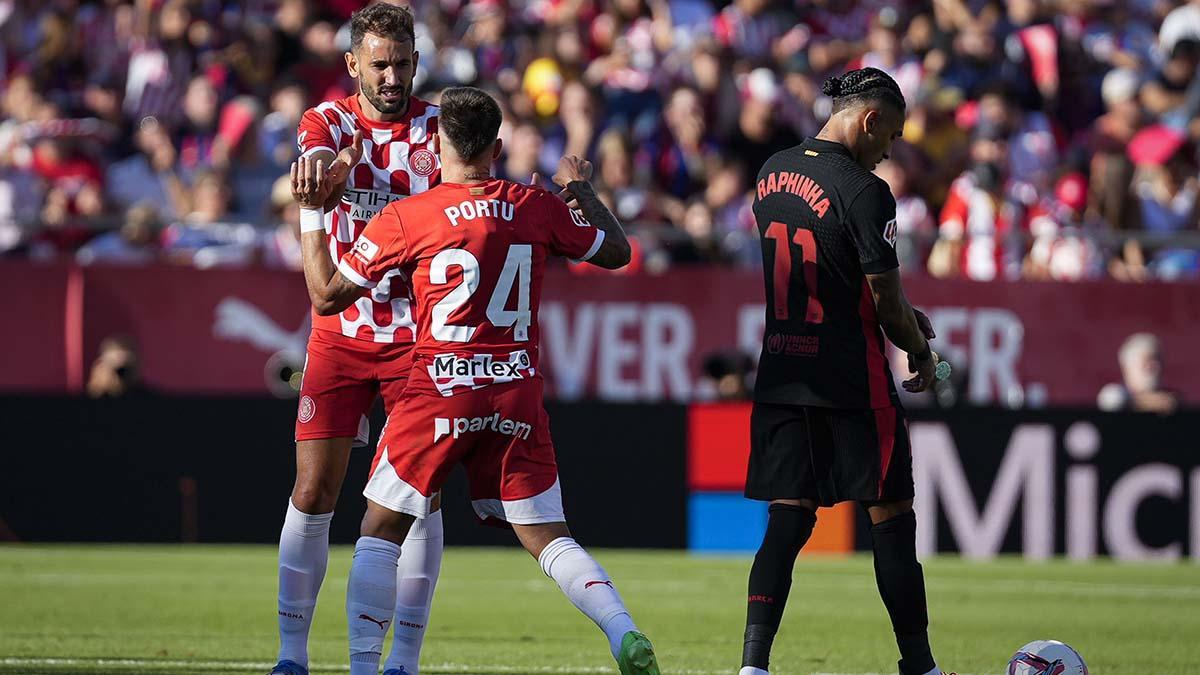 Stuani celebra el tanto contra el Barça