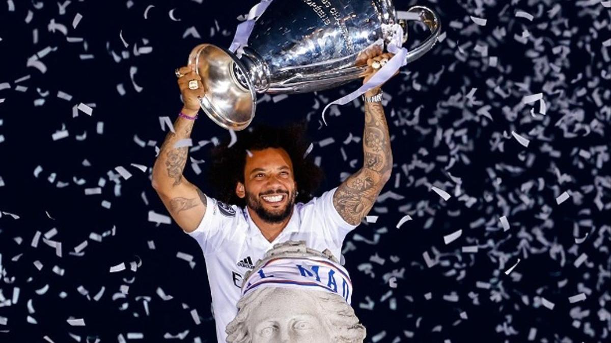 Marcelo celebra la Copa de Europa en Cibeles.