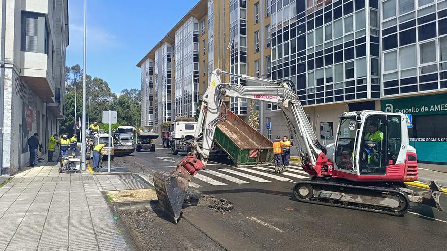 Máquinas y operarios toman Milladoiro: en marcha el &#039;lifting&#039; en cuatro de las calles más transitadas