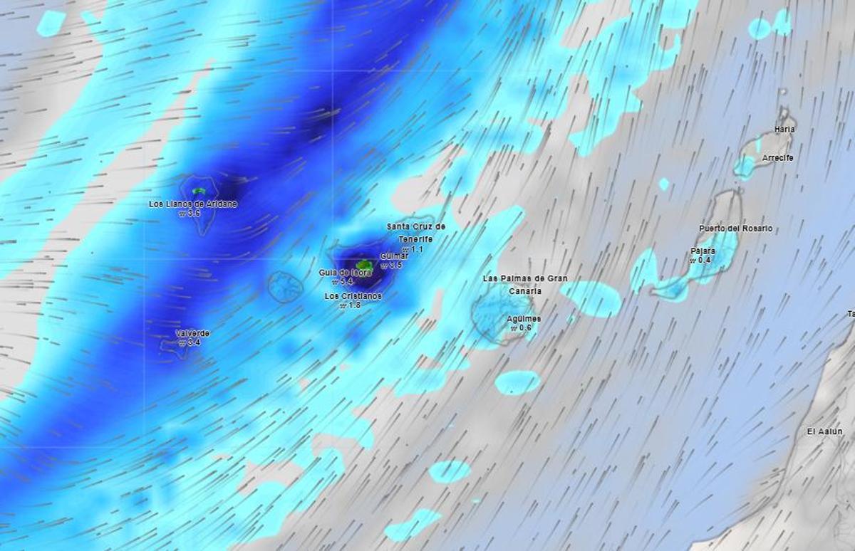 La borrasca sobre el archipiélago.