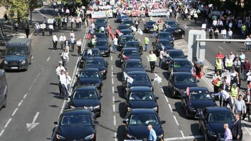 Manifestació de conductors de VTC a Madrid.