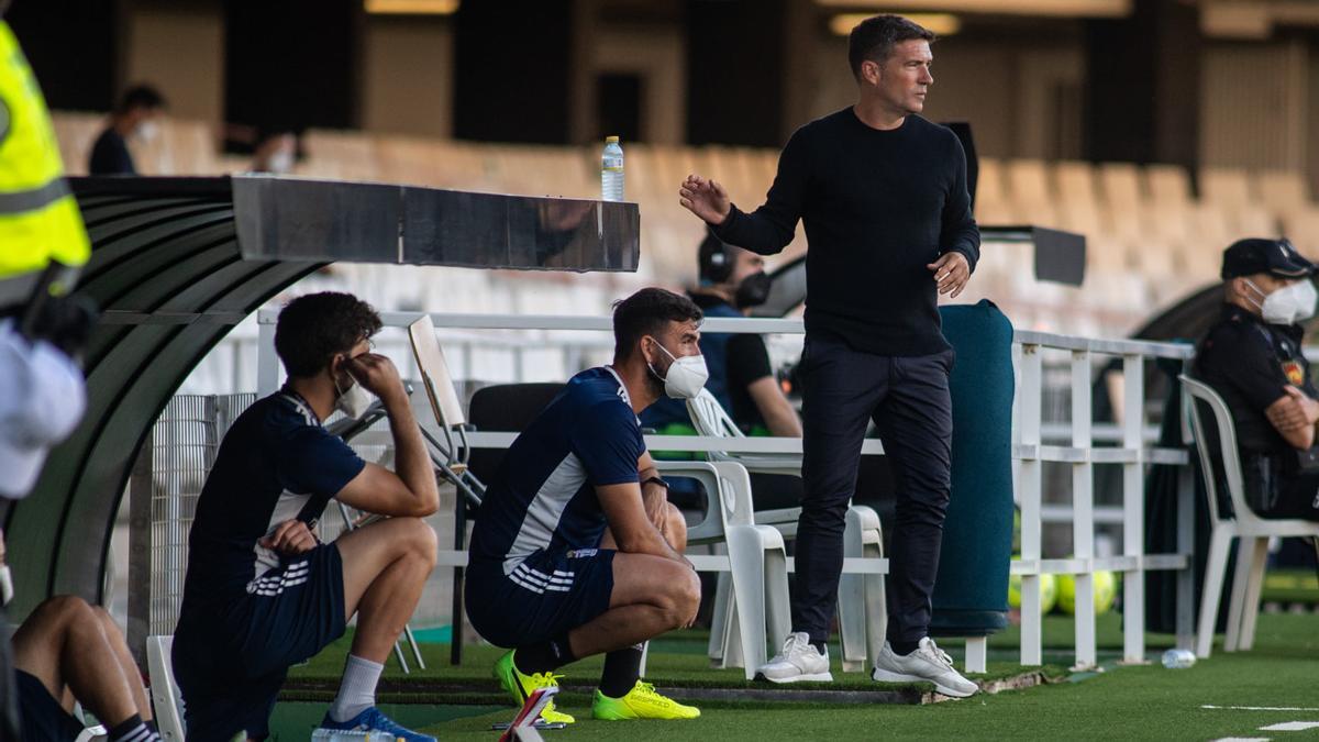 Luis Carrión durante un partido del FC Cartagena.