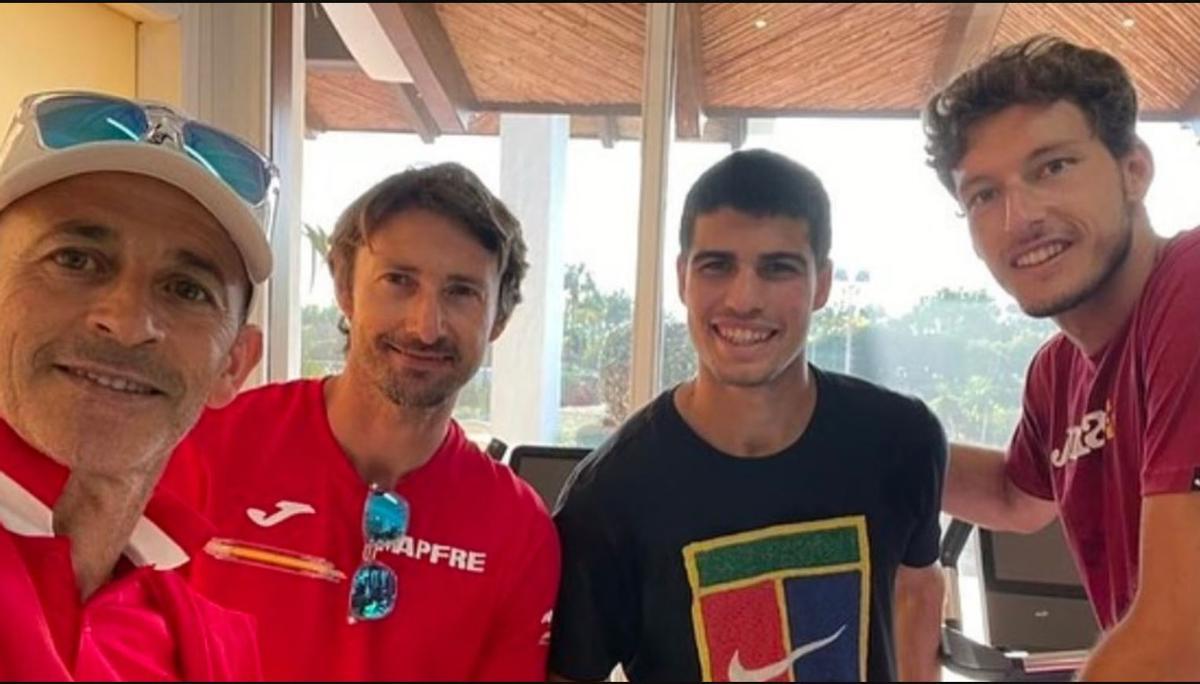 Ferrero y Samuel López junto a Carlos Alcaraz y Pablo Carreño