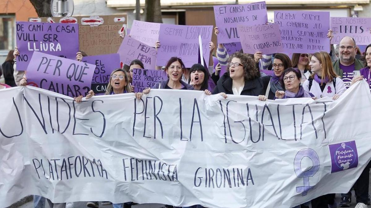 Manifestació del dia de la Dona, el passat 8 de març, a la ciutat de Girona.