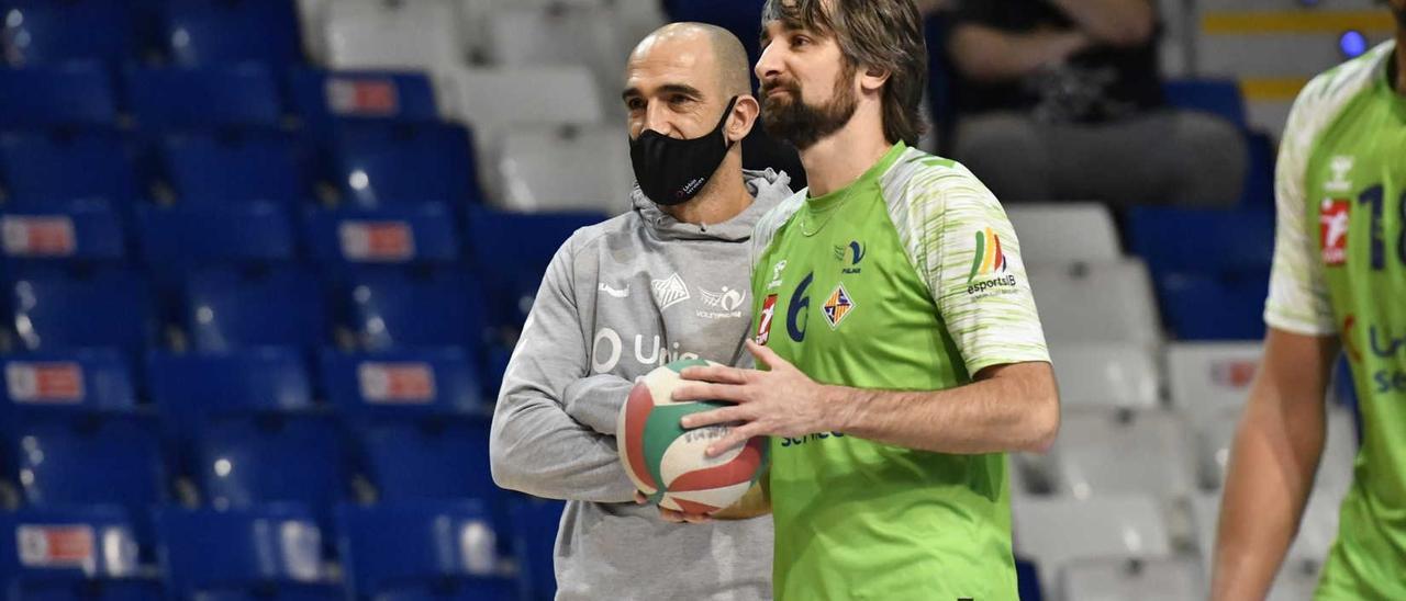 Dreyer y Bernal, durante un partido disputado la temporada pasada en Son Moix.