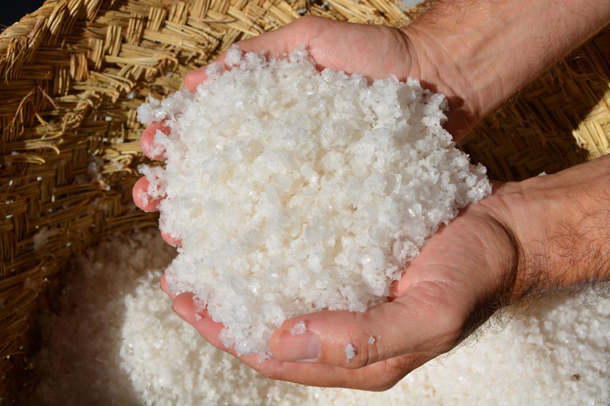 Producción de flor de sal recogida en Marchamalo.