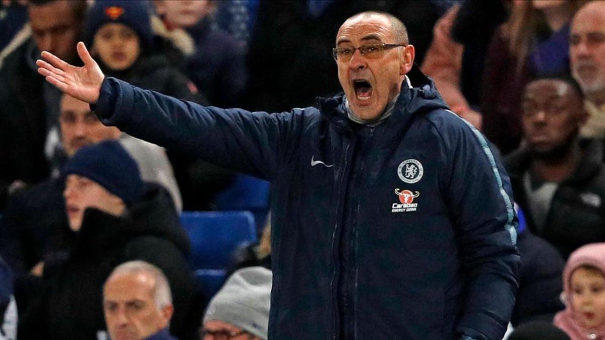 Sarri durante un encuentro del Chelsea