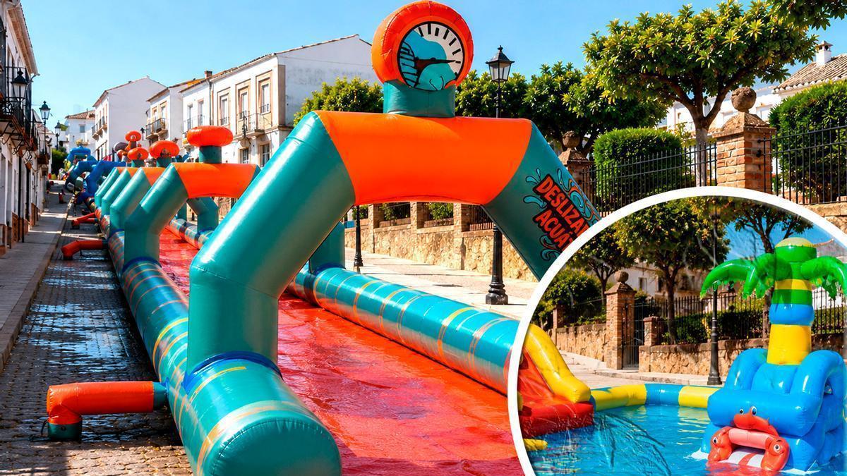 La deslizadora de El Pedroso y el parque acuático infantil.