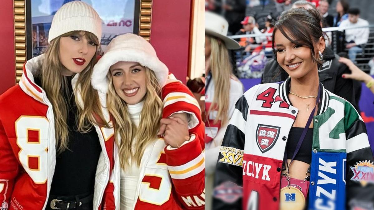 Kristin Juszczyk (derecha) se ha convertido en la diseñadora sensación de la NFL, con prendas virales como las chaquetas que han llevado Taylor Swift y  Brittany Mahomes.
