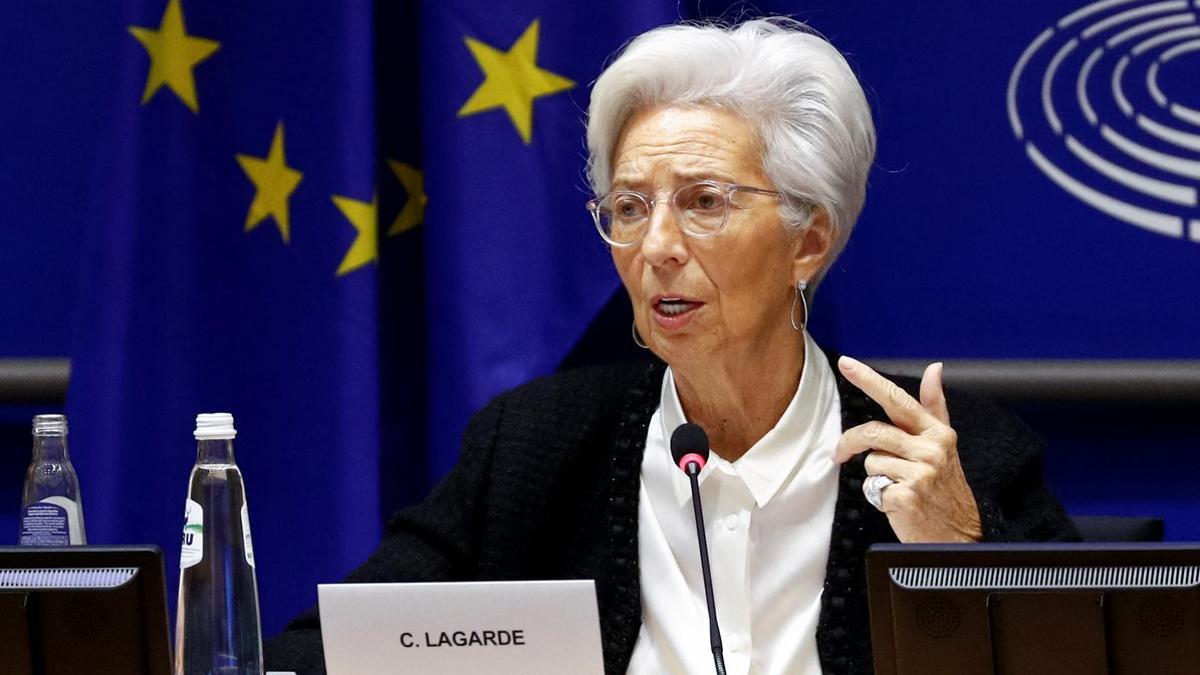 Christine Lagarde, en su comparecencia en el Parlamento Europeo.