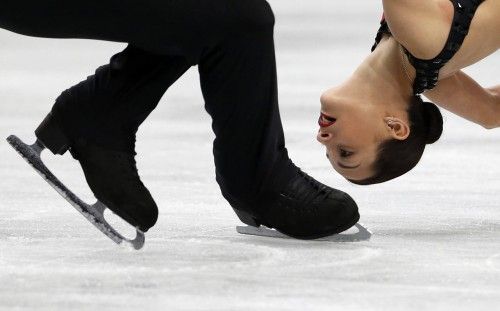 Russia's Stolbova and Klimov compete during the pairs free skating program at the ISU World Figure Skating Championships in Saitama